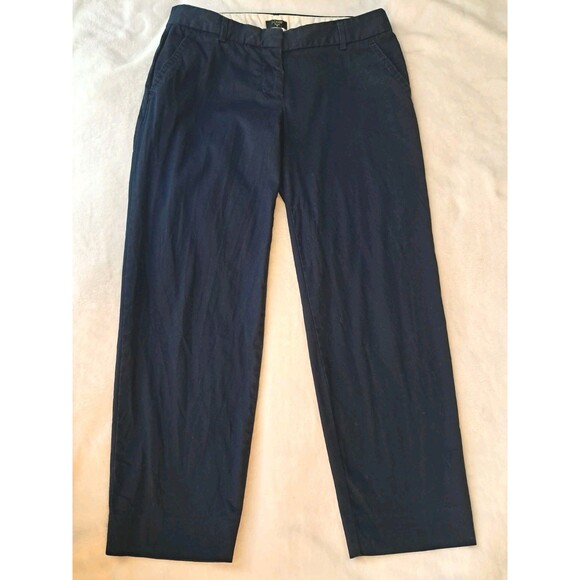 J. Crew City Fit Cropped Pants Navy Blue Cotton Blend Stetch Size 4 - Picture 6 of 10